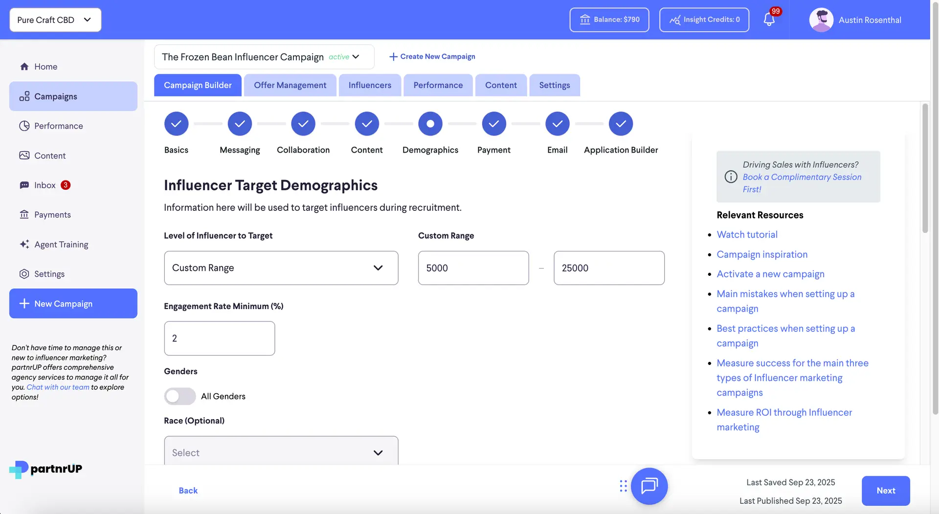 partnrUP for Brands - The Frozen Bean Influencer Campaign - Influencer Target Demographics