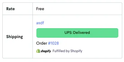 partnrUP for Brands - Fulfilling Gifted Products from Shopify Store, showing free rate and UPS delivered status for Order #1028.