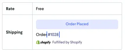 partnrUP for Brands Shopify order fulfillment section showing free rate and order placed status.