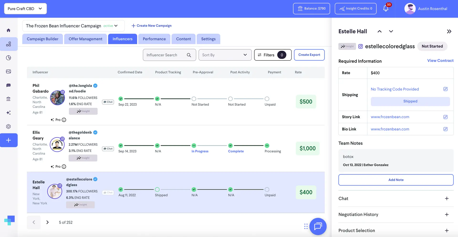 partnrUP for Brands - The Frozen Bean Influencer Campaign - Active Campaign Management