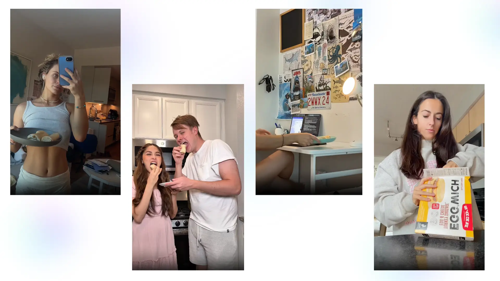 Images of individuals in various settings, possibly for influencer marketing content.