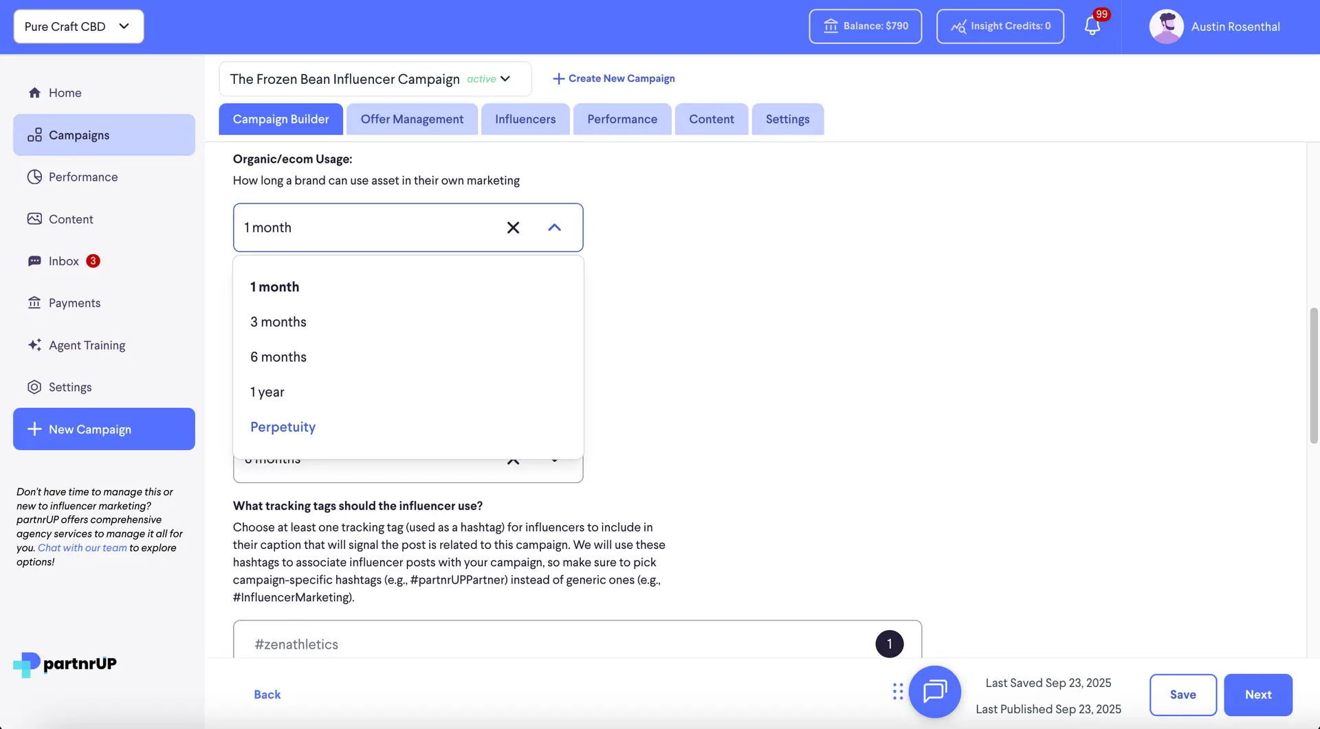 partnrUP for Brands - The Frozen Bean Influencer Campaign - Campaign Builder
