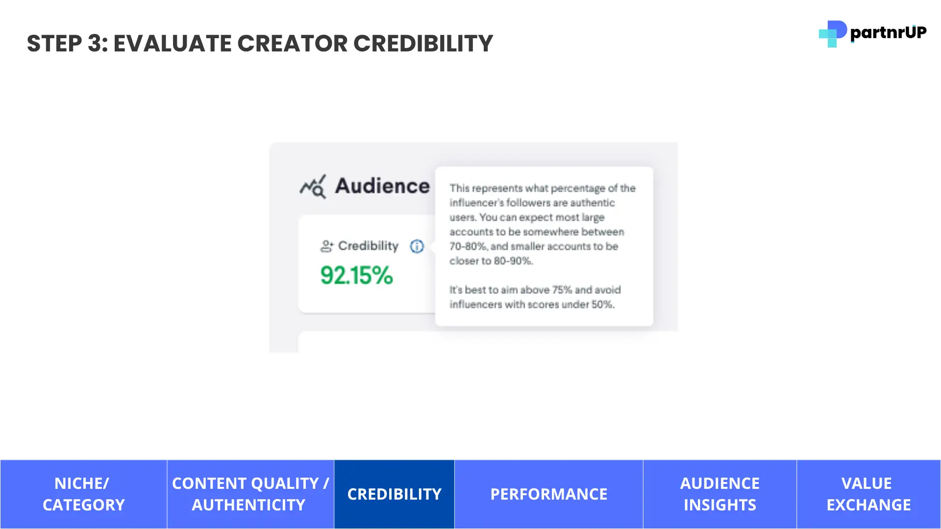 partnrUP for Brands - Step 3: Evaluate Creator Credibility