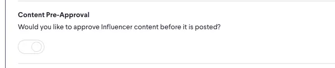 partnrUP for Brands Active Campaign Management Content Pre-Approval setting
