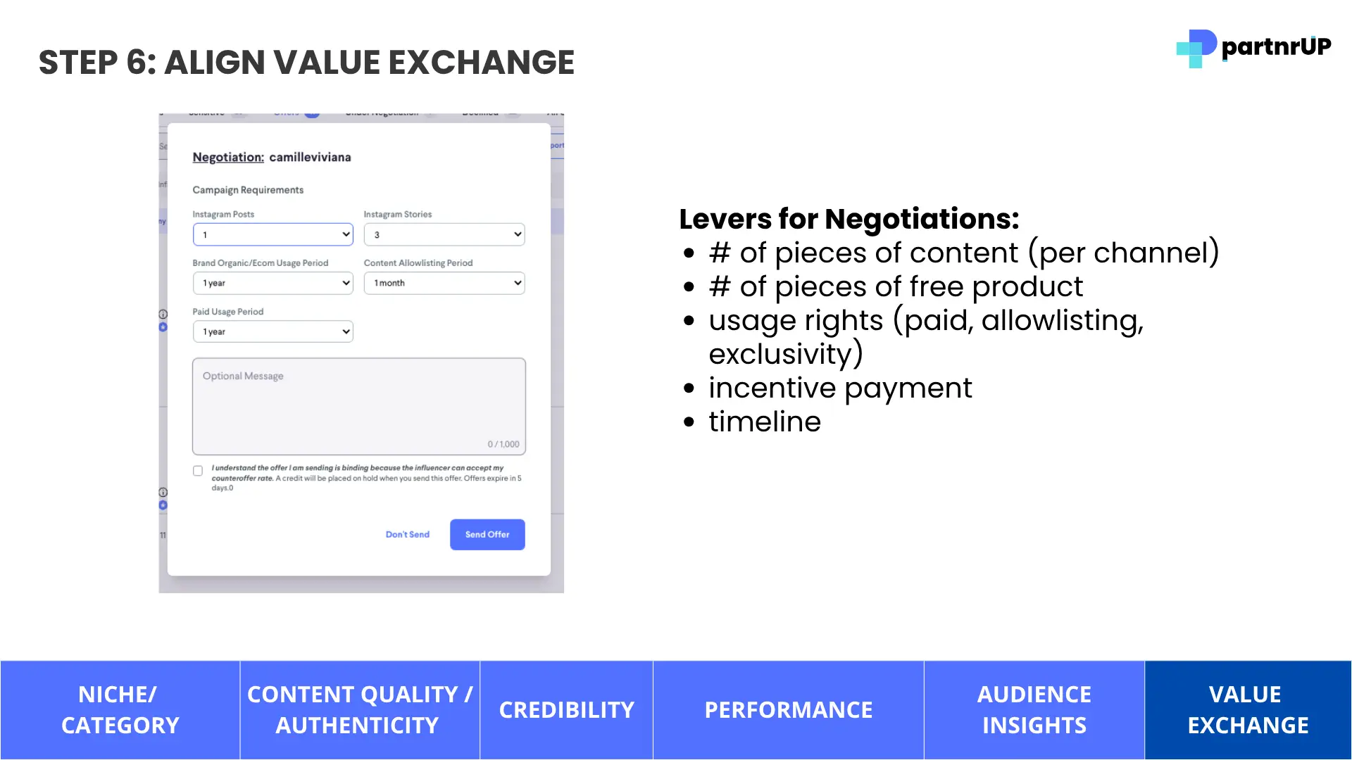 partnrUP for Brands - Step 6: Align Value Exchange negotiation screen
