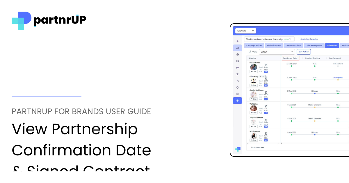 View Partnership Confirmation Date & Signed Contract | partnrUP for ...